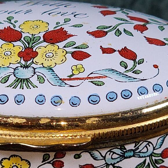 Charming Halcyon Days With Our Love Trinket Box - Floral Enamel Jewelry Keepsake - Picture 7 of 10